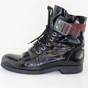 Fly London Patent Leather Lace Up Bootie with Ankle Strap Detail (EU 40/US 9)